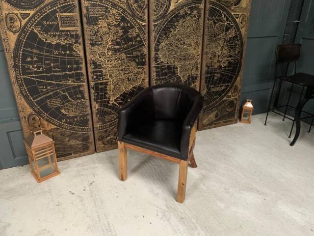 Brand New Leather Open Back Tub Chair - image 1