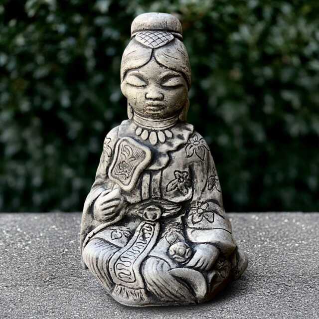 Sitting Chinese Woman Sculpture Concrete Oriental Lady Figurine Stone Handmade Asian Decoration Lover Gift - image 1