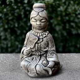 Sitting Chinese Woman Sculpture Concrete Oriental Lady Figurine Stone Handmade Asian Decoration Lover Gift - thumbnail 1