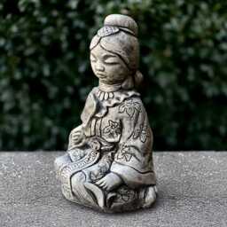Sitting Chinese Woman Sculpture Concrete Oriental Lady Figurine Stone Handmade Asian Decoration Lover Gift - thumbnail 2