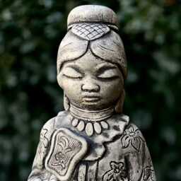 Sitting Chinese Woman Sculpture Concrete Oriental Lady Figurine Stone Handmade Asian Decoration Lover Gift - thumbnail 3