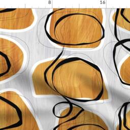 Abstract Midcentury Curtain Panel - Mod Orange Yellow Black Gray Shapes Custom Circles By Mia_Valdez - thumbnail 4