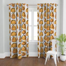 Abstract Midcentury Curtain Panel - Mod Orange Yellow Black Gray Shapes Custom Circles By Mia_Valdez - thumbnail 2
