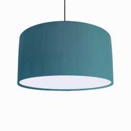 Petrol Blue Lampshade in Velvet With White Lining, Large Ceiling Lightshade