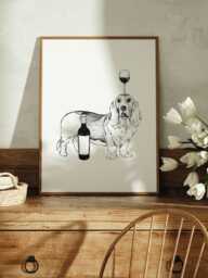 Bassett Hound Dog Print Wall Art For Lovers - thumbnail 1