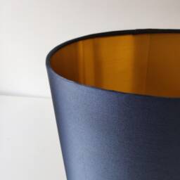 Midnight Blue Oval Lampshade in Satin With A Gold Lining - thumbnail 3