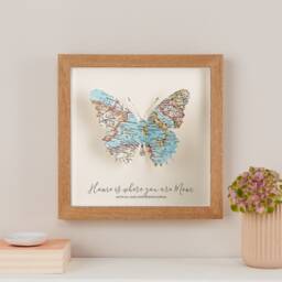 Gift For Mom, Mother's Day Gift, Home Is Where You Are Custom Map 3D Butterfly Print Framed Art, Personalized Wall Art Gift Her - thumbnail 1