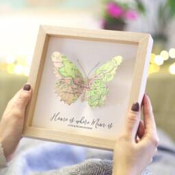 Gift For Mom, Mother's Day Gift, Home Is Where You Are Custom Map 3D Butterfly Print Framed Art, Personalized Wall Art Gift Her - thumbnail 2