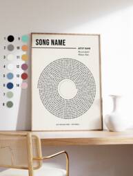 Custom Vinyl Lyrics Print, Personalised Music Poster, Customizable Gift, Anniversary Wedding Song Dance, A1/A2/A3/A4 - thumbnail 1