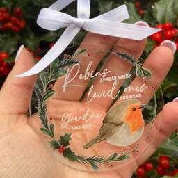 Robins Appear When Loved Ones Are Near Bauble Decoration -Christmas - Personalised Memorial Bauble in Memory Gift - thumbnail 3