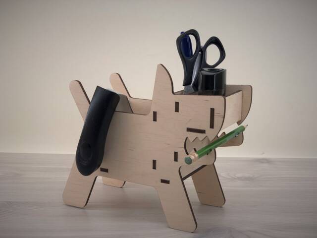 Plywood Dog Desk Organizer Wooden Pencil Holder For Kids - image 1