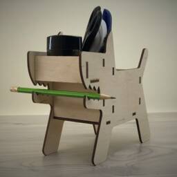 Plywood Dog Desk Organizer Wooden Pencil Holder For Kids - thumbnail 4