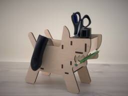 Plywood Dog Desk Organizer Wooden Pencil Holder For Kids - thumbnail 1