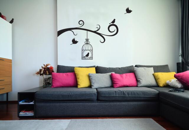 Bird Cage Branch Wall Decal - Flock Of Birds, Nursery Decor - image 1