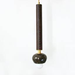 Dark Brown Marble & Wenge Wood Modern Pendant Light Kitchen Island Dining Room Black Bathroom Lighting - thumbnail 2