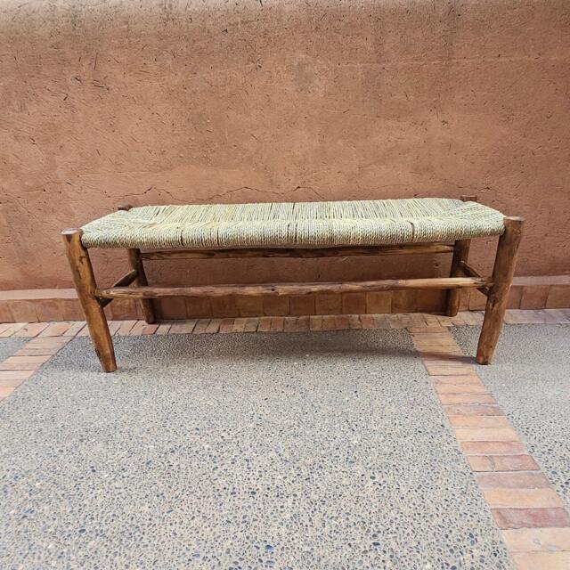 Moroccan Bench With Palm Leaf Cord - image 1