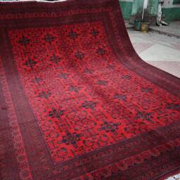 10X13 Large Afghan Rug, 13.0 X 9.10 Ft, High Quality Handmade Khamyab Large Red Area Turkmen Tribal Rug, Living Room, Rug - thumbnail 2