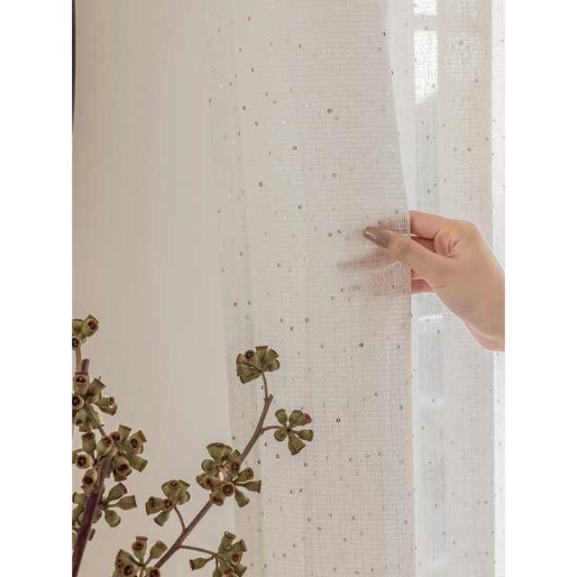 Custom Curtains Silver Sequin Net Sheer Voile Curtain For Bedroom Living Room - image 1