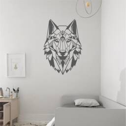 Geometric Wolf Wall Art, Minimalist, Modern, Abstract, Decal, Mural, Transfer, Boho -G057 , 5 Sizes, 36 Colour Options, Home Decor - thumbnail 1