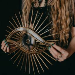 Evil Eye Wall Mirror - Gold & Silver Acrylic Mystical Decor - thumbnail 2