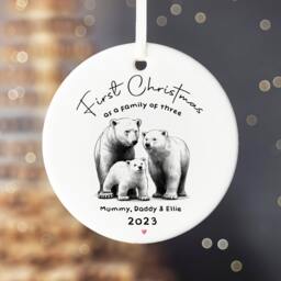 Personalised First Christmas Ornament Polar Bear Family Keepsake - thumbnail 1
