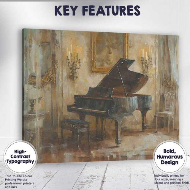 Elegant Grand Piano Classical Music Room Interior Painting Canvas Wall Art Print Decor Picture Ready To Hang - image 1
