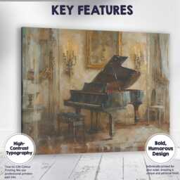 Elegant Grand Piano Classical Music Room Interior Painting Canvas Wall Art Print Decor Picture Ready To Hang - thumbnail 1