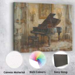 Elegant Grand Piano Classical Music Room Interior Painting Canvas Wall Art Print Decor Picture Ready To Hang - thumbnail 2
