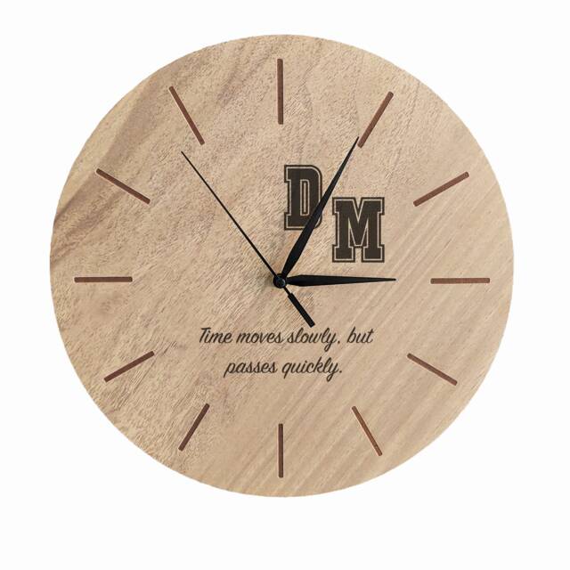 Engraved Photo Wall Clock - Personalized Family Name Plywood - image 1