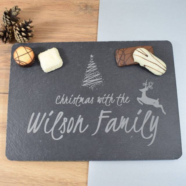 Christmas Plate, Personalised Serving Tray, Placemats, Slate Treat Board, Cheese Board - Deer - image 1
