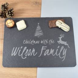 Christmas Plate, Personalised Serving Tray, Placemats, Slate Treat Board, Cheese Board - Deer