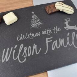 Christmas Plate, Personalised Serving Tray, Placemats, Slate Treat Board, Cheese Board - Deer - thumbnail 3