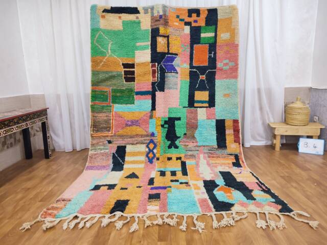 Handmade Multicolor Moroccan Rug - Wool Boujaad Bohemian Carpet - image 1