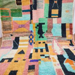 Handmade Multicolor Moroccan Rug - Wool Boujaad Bohemian Carpet - thumbnail 3