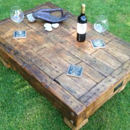 Handmade Coffee Table Made From Reclaimed Hardwood. Rustic - thumbnail 1
