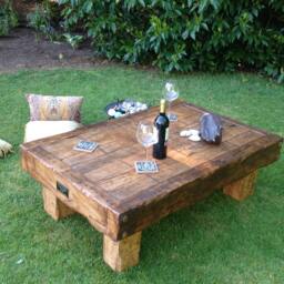 Handmade Coffee Table Made From Reclaimed Hardwood. Rustic - thumbnail 2