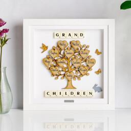 Grandchildren Family Tree With Grandchildren's Names Scrabble Tree Picture Frame Grandkids Christmas Gift Birthday Xmas Present Mum - thumbnail 2