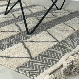 Living Room Tufted Rug Grey & Ivory Boho Rug - 4x6 Feet - thumbnail 3