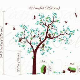 Large Nursery Tree Wall Decal Scene With Forest Animal Stickers Home Decoration Wall Tattoos Kw001_2 - thumbnail 2