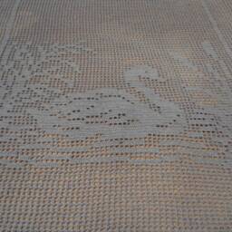 Crochet Curtain Light Blue Swan Crocheted Vintage 81 cm X 52 - thumbnail 2