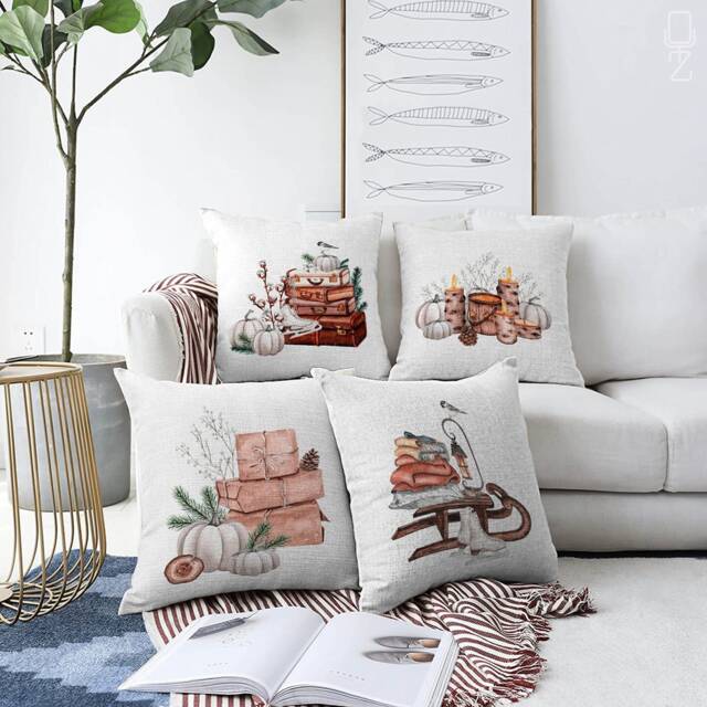 Christmas Cushion Covers With 4 Alternatives, Brown Winter Accessories, Double Sided Printing On The Chenille Different Sizes, Oeko-Tex - image 1
