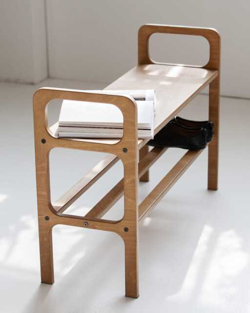 Shoe Rack Bench, Wooden Organizer With Seat, Mid Century Modern Entryway Custom Size - image 1