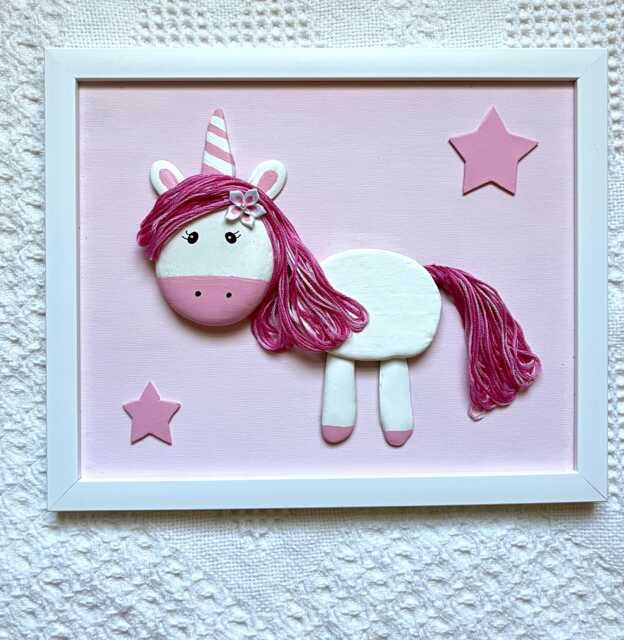 Handmade Stone Unicorn Wall Art, Lake Ontario Pebble Art - image 1