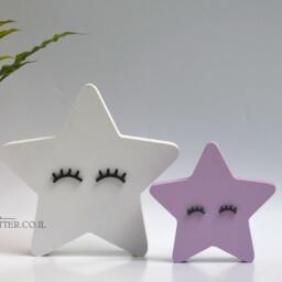 Sleepy Eyes Star Shelfie - Shelf Decoration Nursery Decor Kids Room Wooden Stars Wood Kids - thumbnail 2