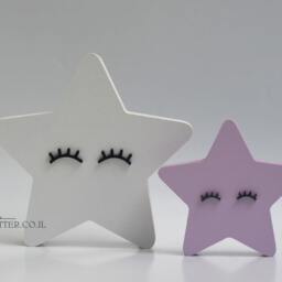 Sleepy Eyes Star Shelfie - Shelf Decoration Nursery Decor Kids Room Wooden Stars Wood Kids - thumbnail 3