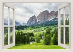 Mountain Wall Decal, 3D Window Nature Frame, View Mural, Living Bedroom Room Home Decor