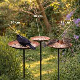 Set Of 3 Rusty Metal Bird Feeder Stakes - Garden Feeding Station Outdoor Tray Stand Wildlife Decor - thumbnail 3
