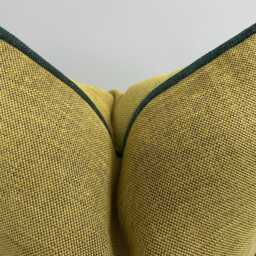 Yellow Linen Pillow Cover With Green Pipping, Citron Decorative Cover, Lime Pillowcase, Throw Pillows - thumbnail 2