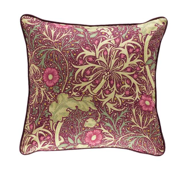 William Morris - Seaweed Aubergine/Bayleaf Cushion Cover Throw Pillow Designer Home Decor