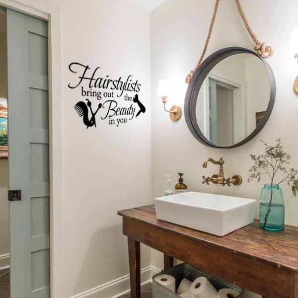 Hairstylists Bring Beauty, Vinyl Wall Lettering, Decals, Hairdresser Decal - 134 - image 1